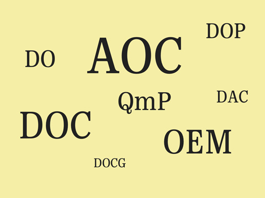 FÖrkortningar på skyddade ursprung: DOC, SAC, AOC, Qmp, OEM, DOCG